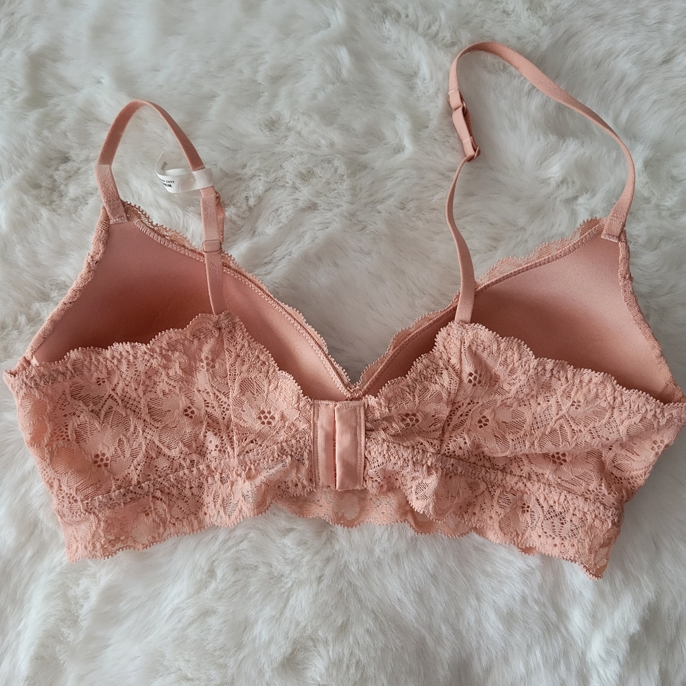 🌺AERIE REAL HAPPY WIRELESS LIGHTLY LINED LACE BRA SIZE 36B - Picture 8 of 10